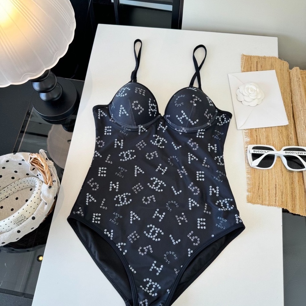 ✨ Vintage CHANEL Crystal CC Swimsuit | Black ✨